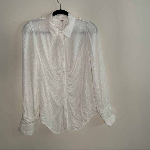 Free People Bianca Blouse long sleeve button down s white - Picture 4 of 11